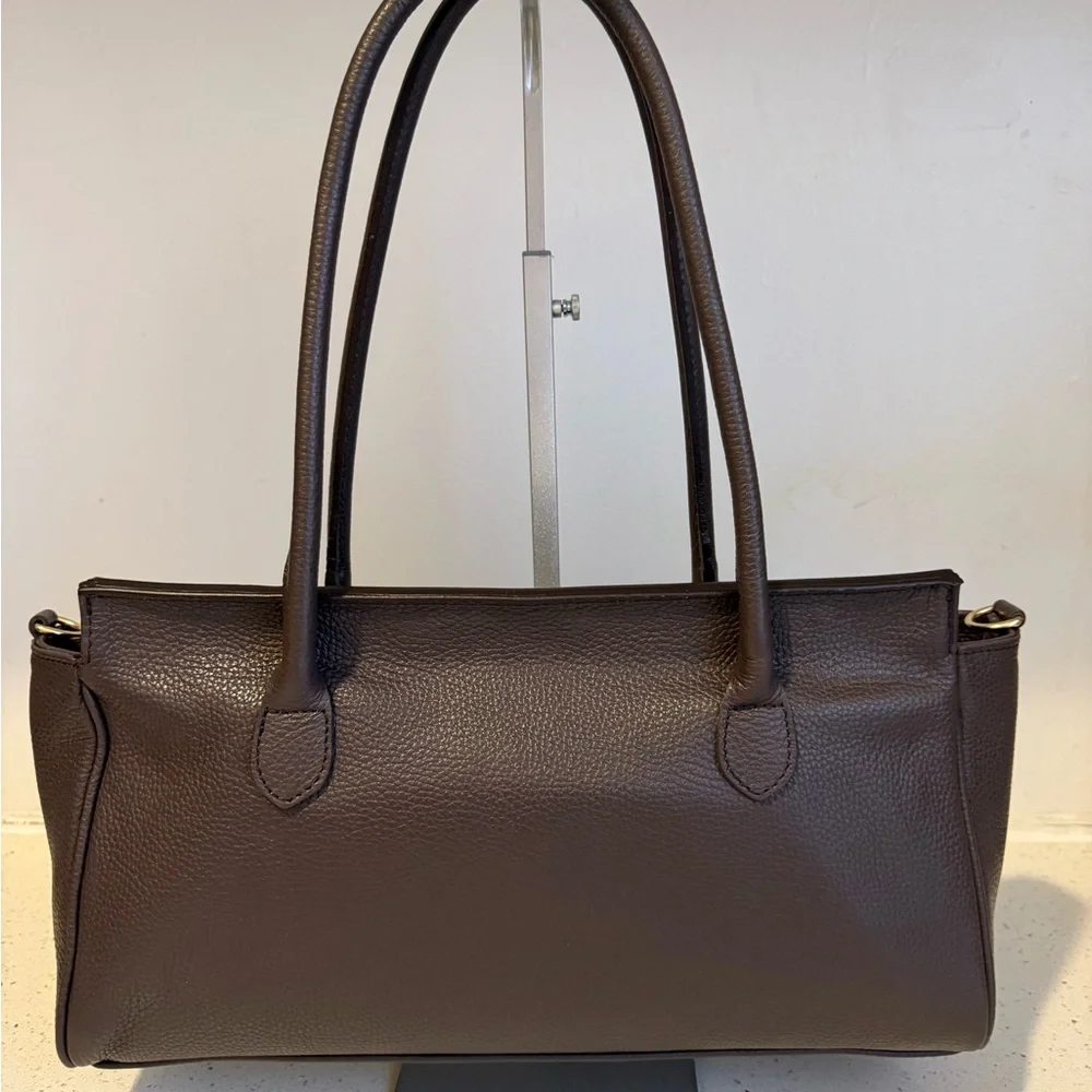 Made in Italy- Chic dark brown Shoulder Bag Genuine Leather - Picture 11 of 13